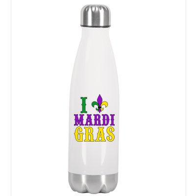 I Heart Mardi Gras Stainless Steel Insulated Water Bottle