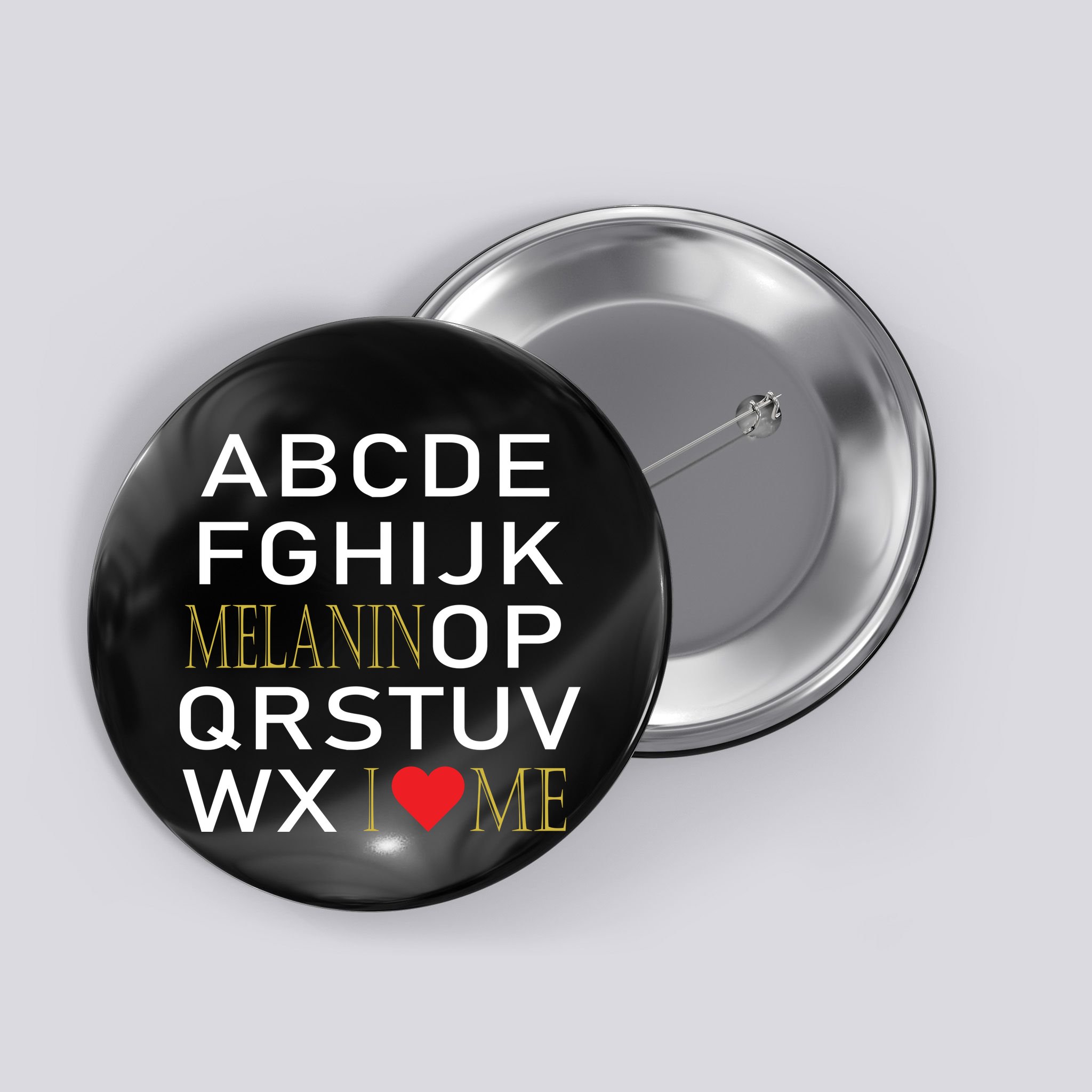 I Heart Melanin Alphabet  Button