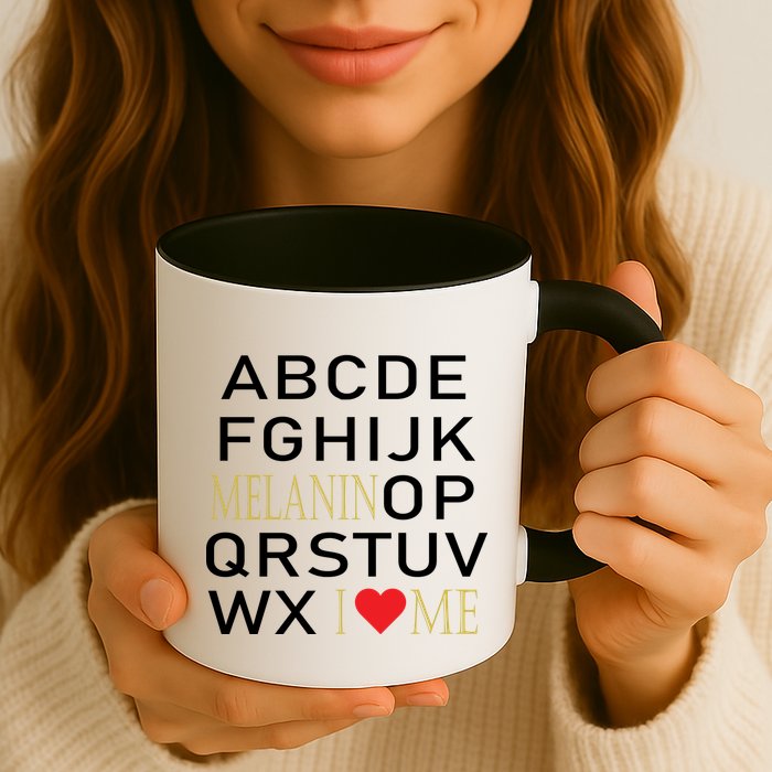 I Heart Melanin Alphabet  Mug
