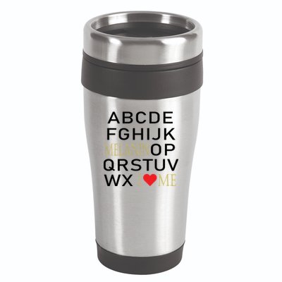 I Heart Melanin Alphabet  16oz Travel Tumbler