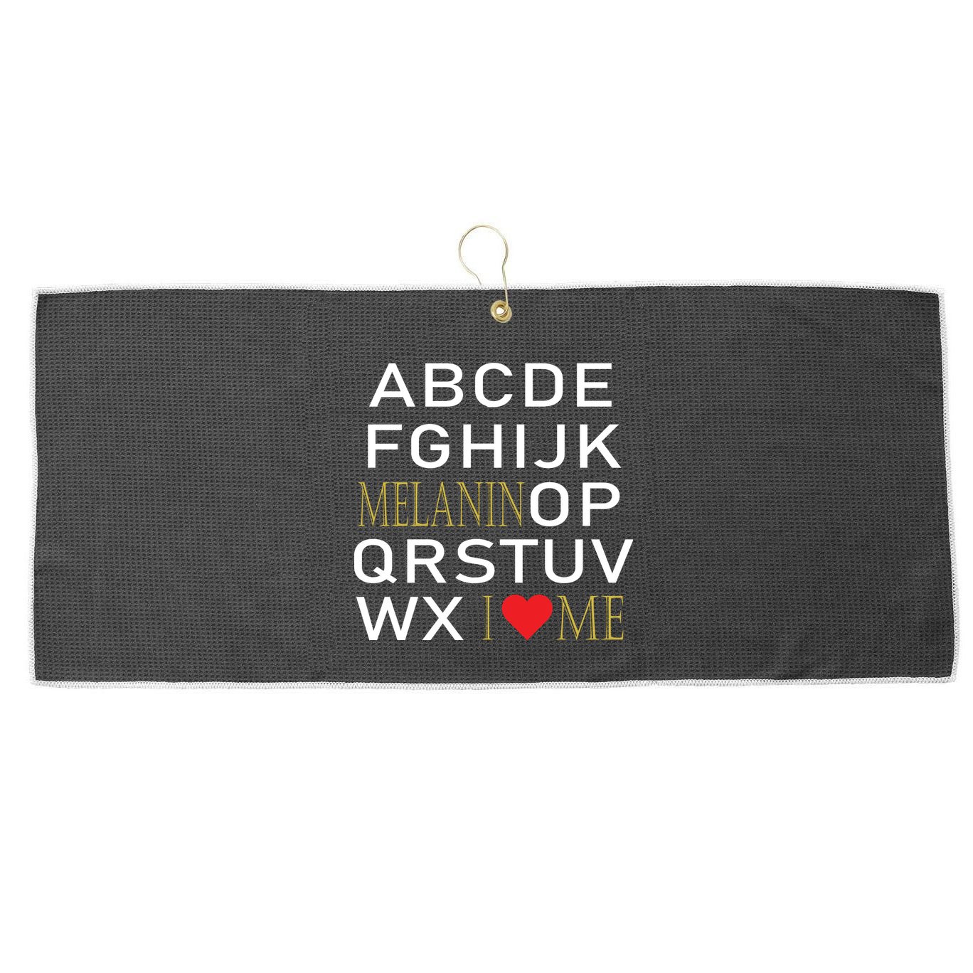 I Heart Melanin Alphabet  Large Microfiber Waffle Golf Towel