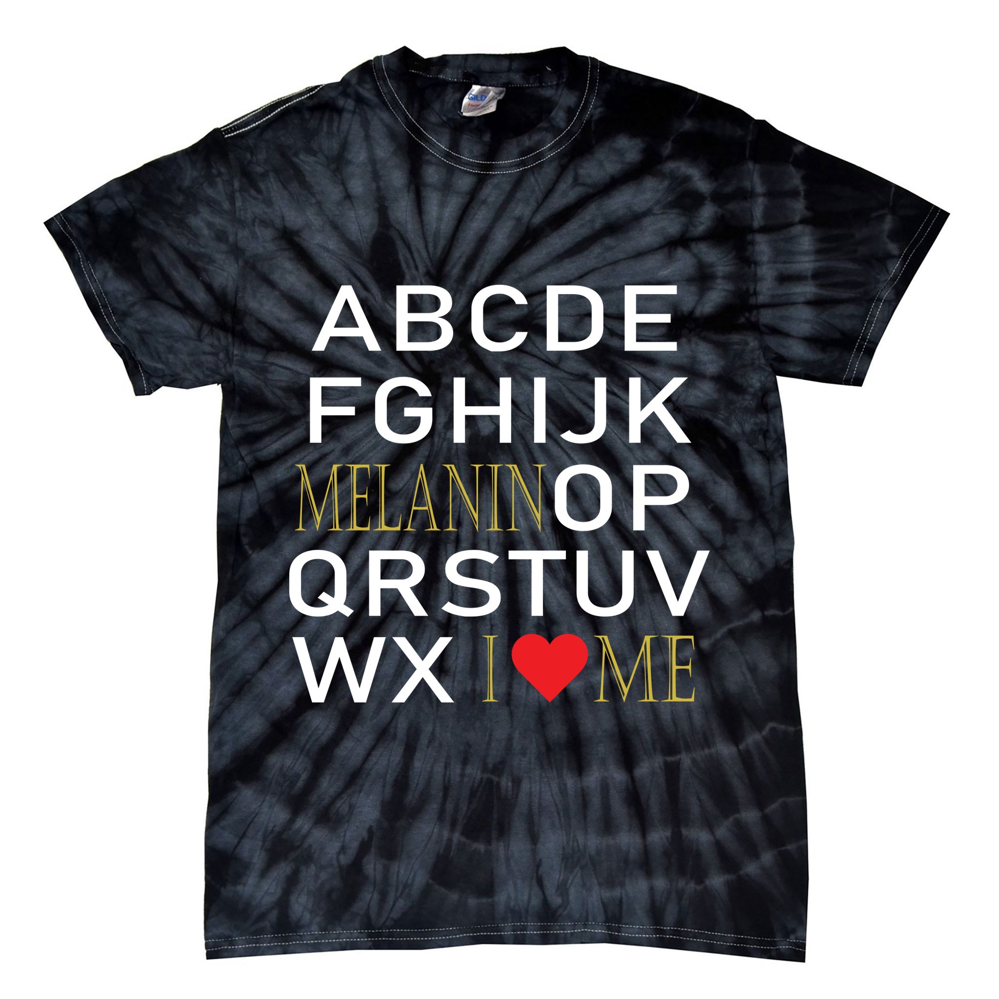 I Heart Melanin Alphabet  Tie-Dye T-Shirt