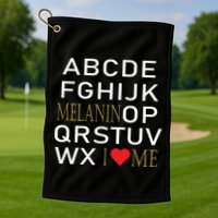 I Heart Melanin Alphabet  Golf Towel