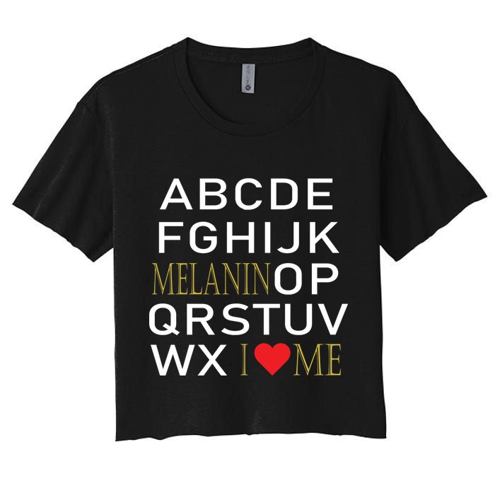 I Heart Melanin Alphabet  Women's Crop Top Tee