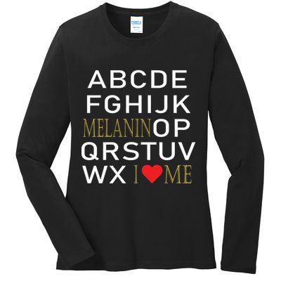 I Heart Melanin Alphabet  Ladies Long Sleeve Shirt