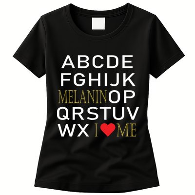 I Heart Melanin Alphabet  Womens T-Shirt