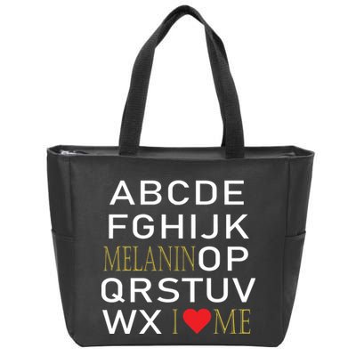 I Heart Melanin Alphabet  Zip Tote Bag