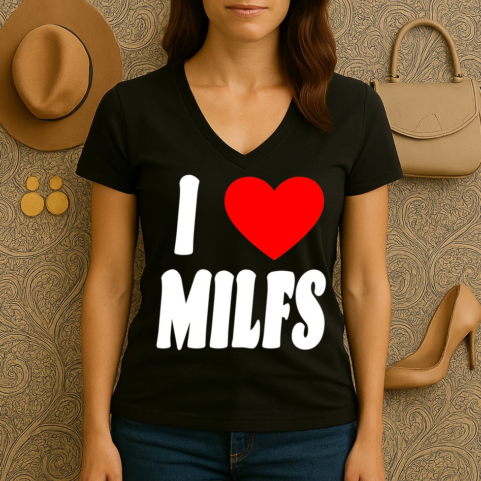 I Heart Milfs Women's V-Neck T-Shirt