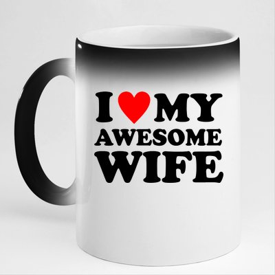 I Heart My Awesome Wife 11oz Black Color Changing Mug