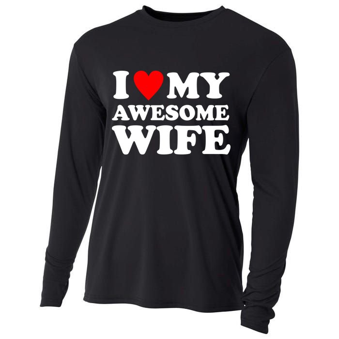 I Heart My Awesome Wife Cooling Performance Long Sleeve Crew