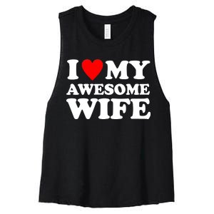 I Heart My Awesome Wife Women's Racerback Cropped Tank