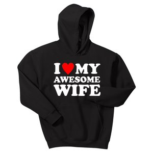 I Heart My Awesome Wife Kids Hoodie