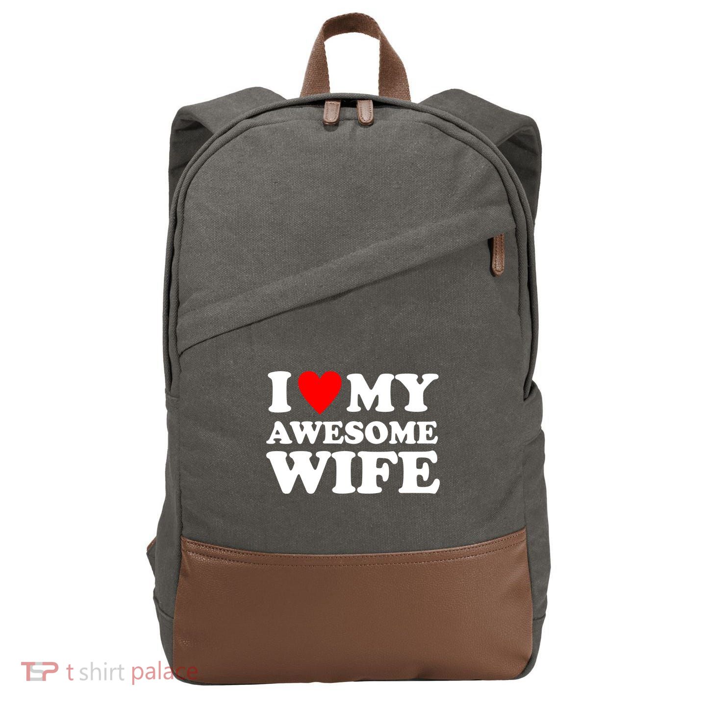 I Heart My Awesome Wife Cotton Canvas Backpack