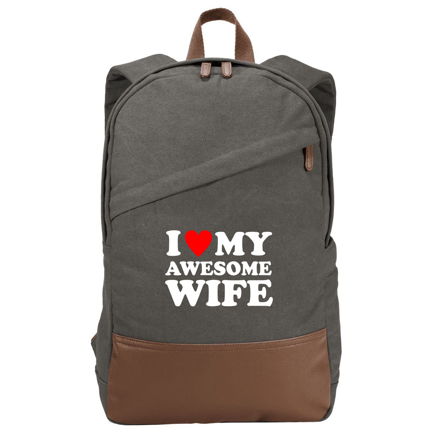 I Heart My Awesome Wife Cotton Canvas Backpack