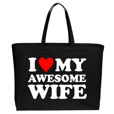 I Heart My Awesome Wife Cotton Canvas Jumbo Tote