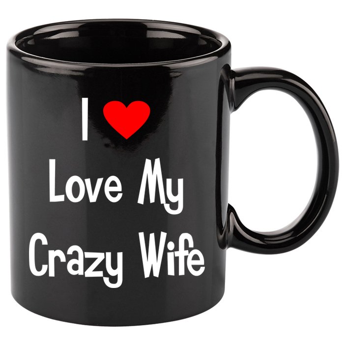 I Heart My Crazy Wife 11oz C Handle Ceramic Mug