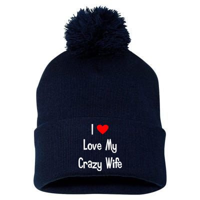 I Heart My Crazy Wife Pom Pom 12in Knit Beanie