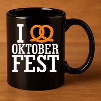 I Heart Oktoberfest Pretzel 11oz C Handle Ceramic Mug