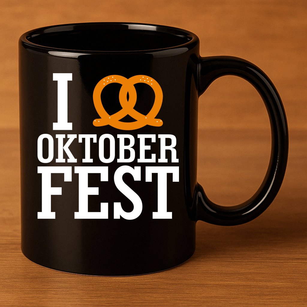 I Heart Oktoberfest Pretzel 11oz C Handle Ceramic Mug