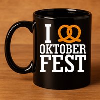 I Heart Oktoberfest Pretzel 11oz C Handle Ceramic Mug