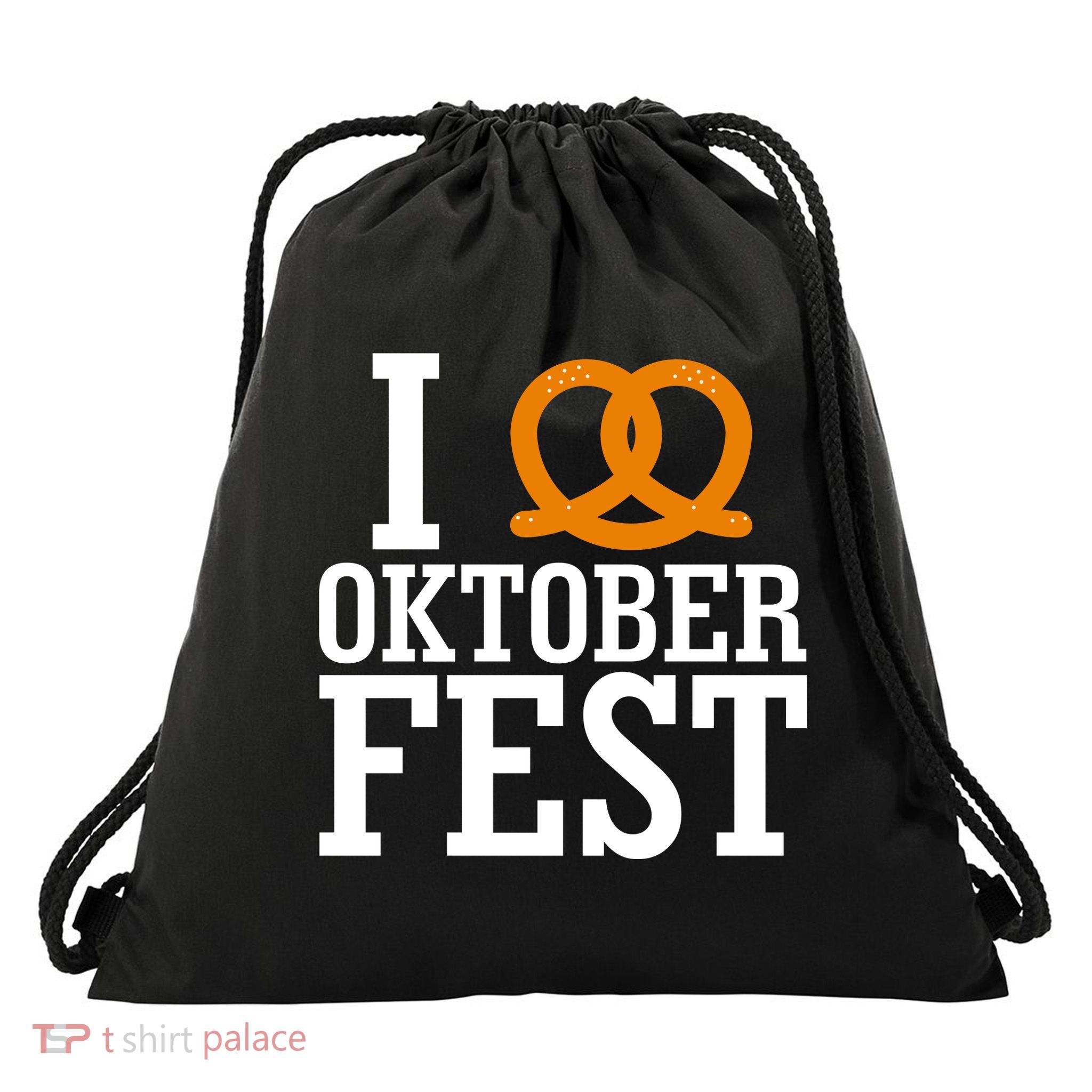 I Heart Oktoberfest Pretzel Drawstring Bag