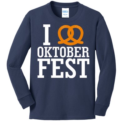 I Heart Oktoberfest Pretzel Kids Long Sleeve Shirt