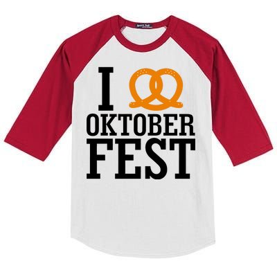 I Heart Oktoberfest Pretzel Kids Colorblock Raglan Jersey