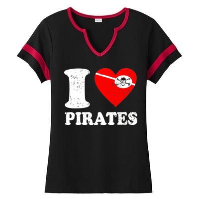 I Heart Pirates T-Shirt Ladies Halftime Notch Neck Tee