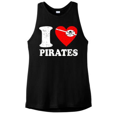 I Heart Pirates T-Shirt Ladies PosiCharge Tri-Blend Wicking Tank