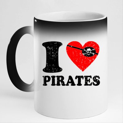 I Heart Pirates T-Shirt 11oz Black Color Changing Mug