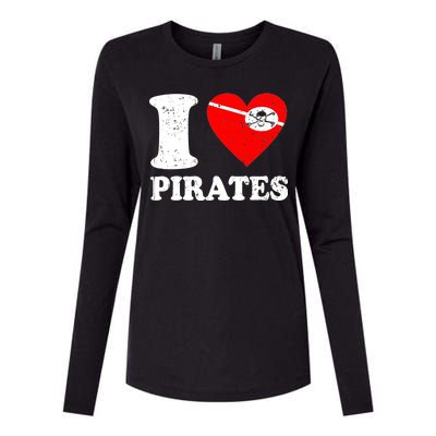 I Heart Pirates T-Shirt Womens Cotton Relaxed Long Sleeve T-Shirt