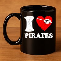 I Heart Pirates T-Shirt 11oz C Handle Ceramic Mug