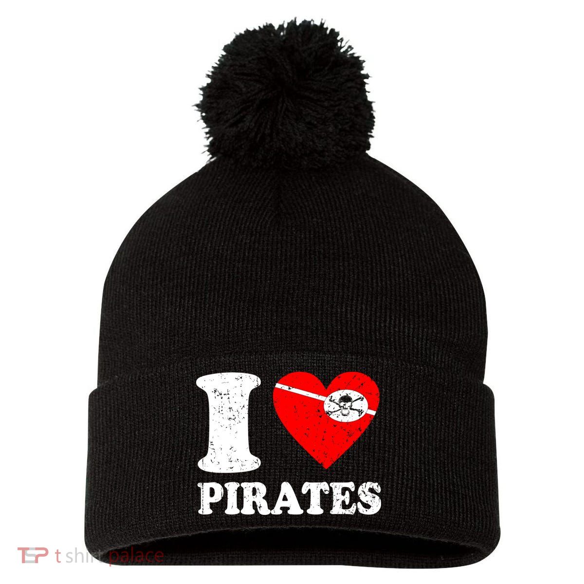 I Heart Pirates T-Shirt Pom Pom 12in Knit Beanie