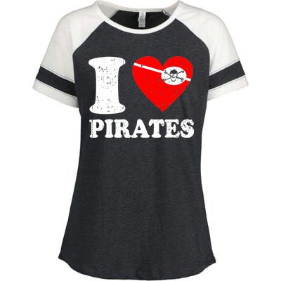 I Heart Pirates T-Shirt Enza Ladies Jersey Colorblock Tee