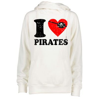 I Heart Pirates T-Shirt Womens Funnel Neck Pullover Hood