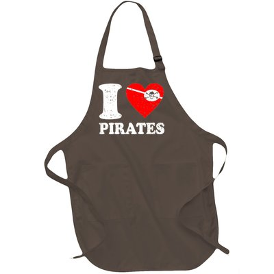 I Heart Pirates T-Shirt Full-Length Apron With Pockets