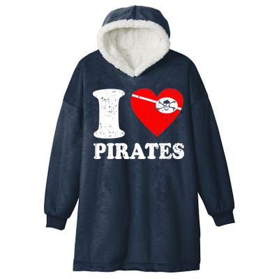 I Heart Pirates T-Shirt Hooded Wearable Blanket