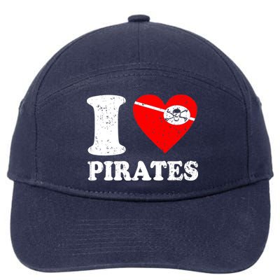 I Heart Pirates T-Shirt 7-Panel Snapback Hat