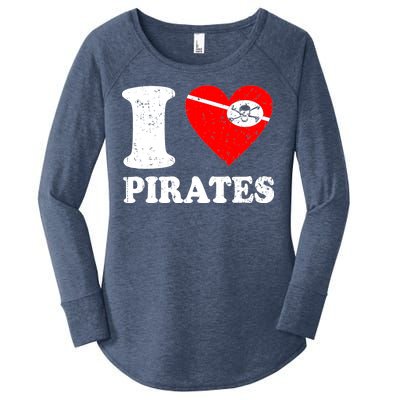 I Heart Pirates T-Shirt Women's Perfect Tri Tunic Long Sleeve Shirt