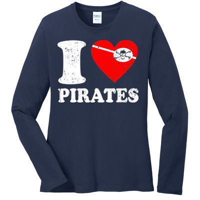 I Heart Pirates T-Shirt Ladies Long Sleeve Shirt