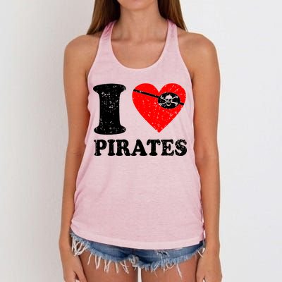 I Heart Pirates T-Shirt Women's Knotted Racerback Tank