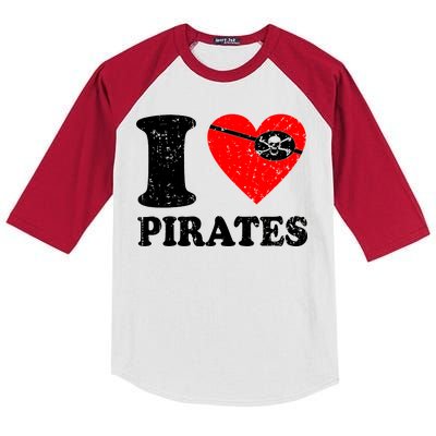 I Heart Pirates T-Shirt Kids Colorblock Raglan Jersey