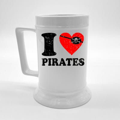 I Heart Pirates T-Shirt Beer Stein