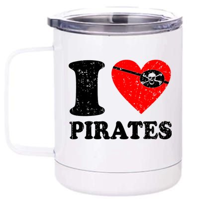 I Heart Pirates T-Shirt 12 oz Stainless Steel Tumbler Cup