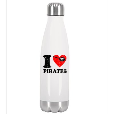 I Heart Pirates T-Shirt Stainless Steel Insulated Water Bottle