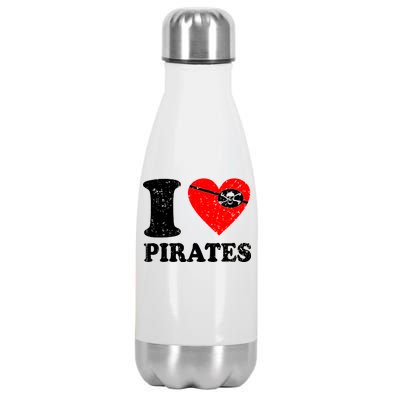 I Heart Pirates T-Shirt Stainless Steel Insulated Water Bottle