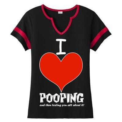 I Heart Pooping and Texting Ladies Halftime Notch Neck Tee