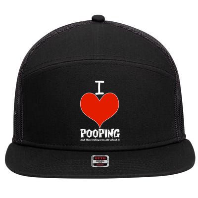 I Heart Pooping and Texting 7 Panel Mesh Trucker Snapback Hat