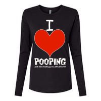 I Heart Pooping and Texting Womens Cotton Relaxed Long Sleeve T-Shirt