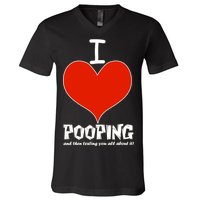 I Heart Pooping and Texting V-Neck T-Shirt